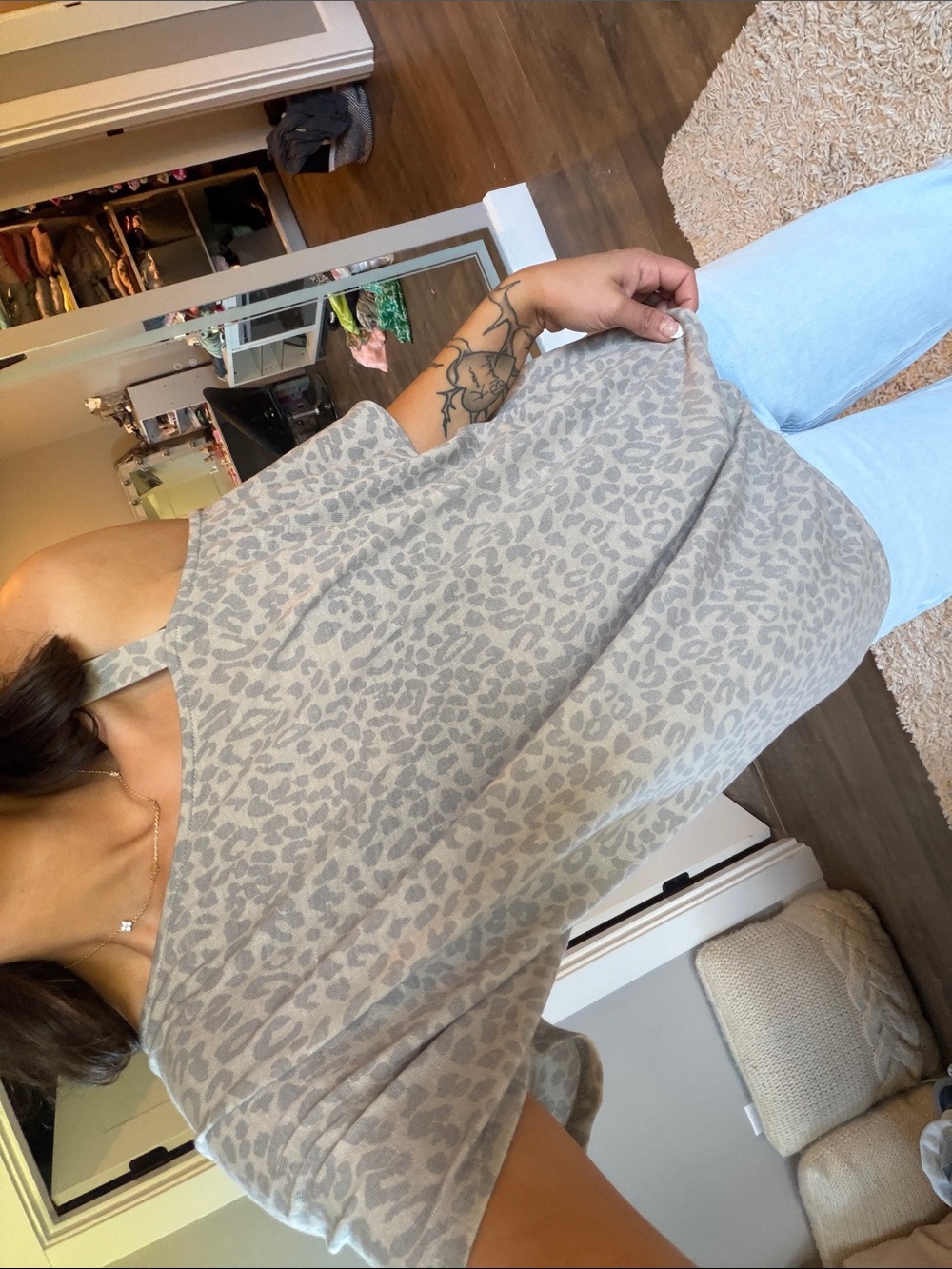 Daytrip Taupe Leopard-Print Twist Crop Top